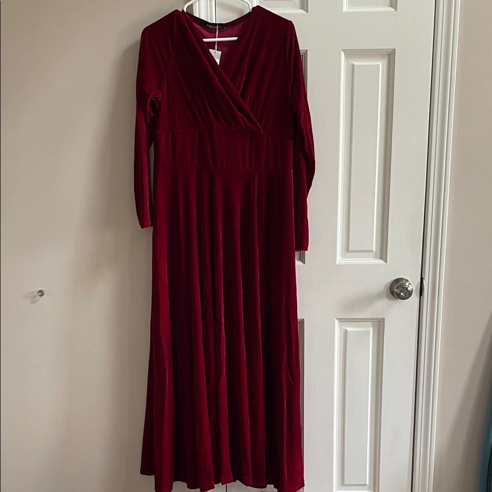 Elegant Red Velvet Dress